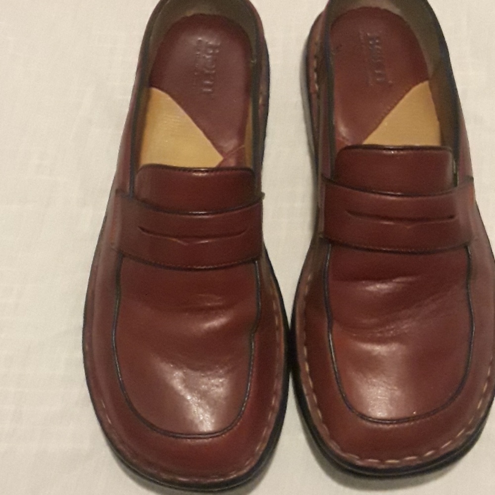 Burgundy slip on loafers